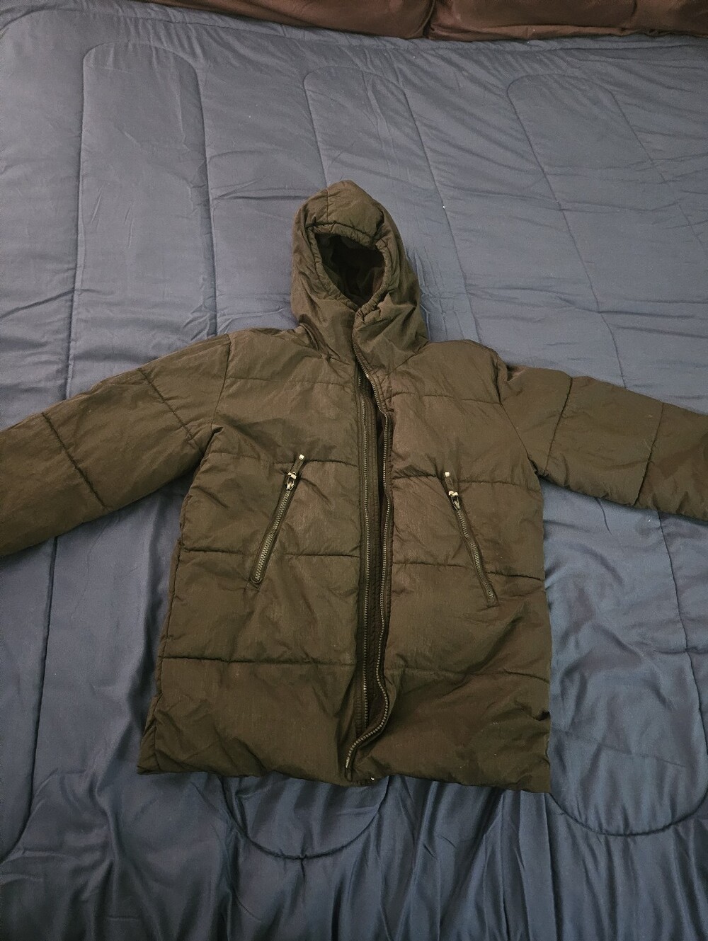 Teen Quilted Hooded Puffer Jacket - BLACK